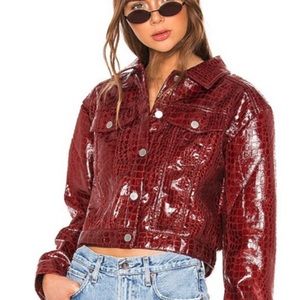 I.AM.GIA Faux Croc Leather Cropped Jacket